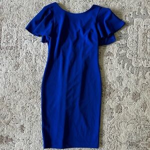 Calvin Klein flutter sleeve royal blue sheath dress